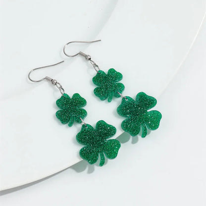 Glitter Green Shamrock Earrings