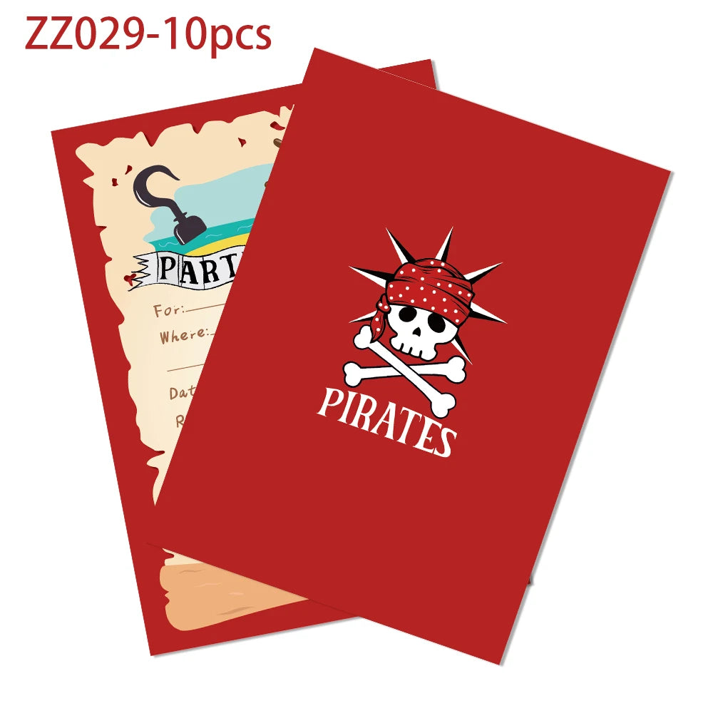 Pirate Invitations Cards 10pcs