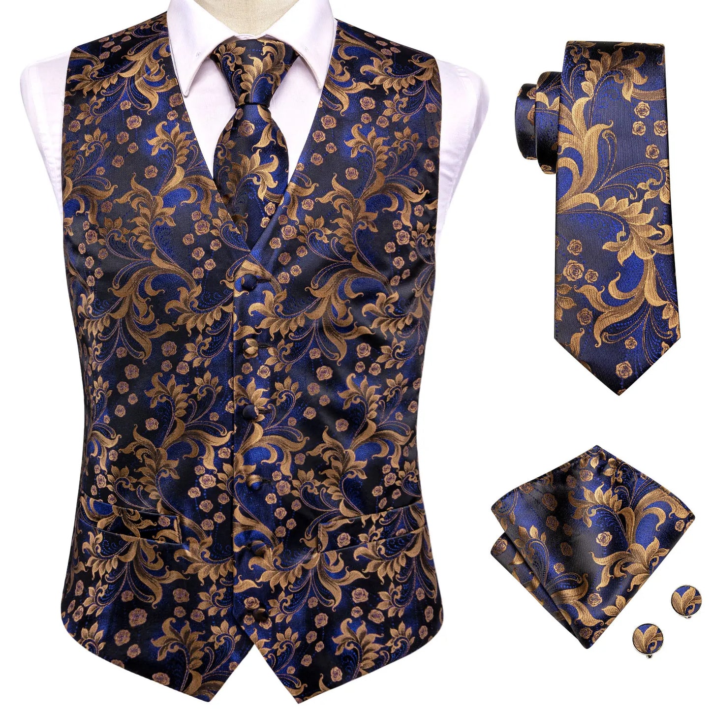 Men Colorful Vest + Tie