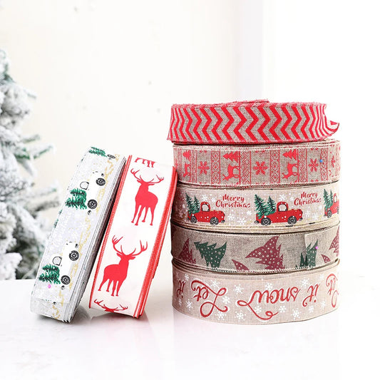 Christmas Linen Ribbon 2m