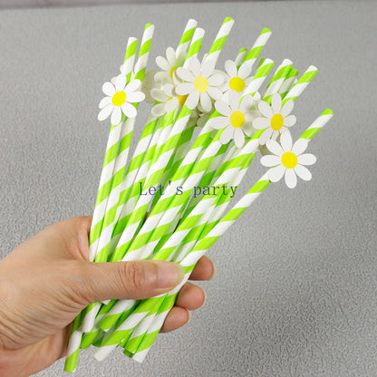 Flower Paper Straws 30Pcs