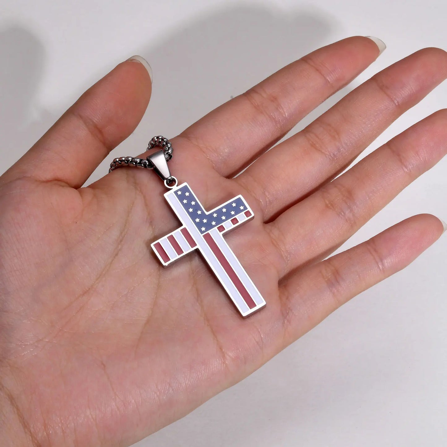 Cross America Flag Necklace