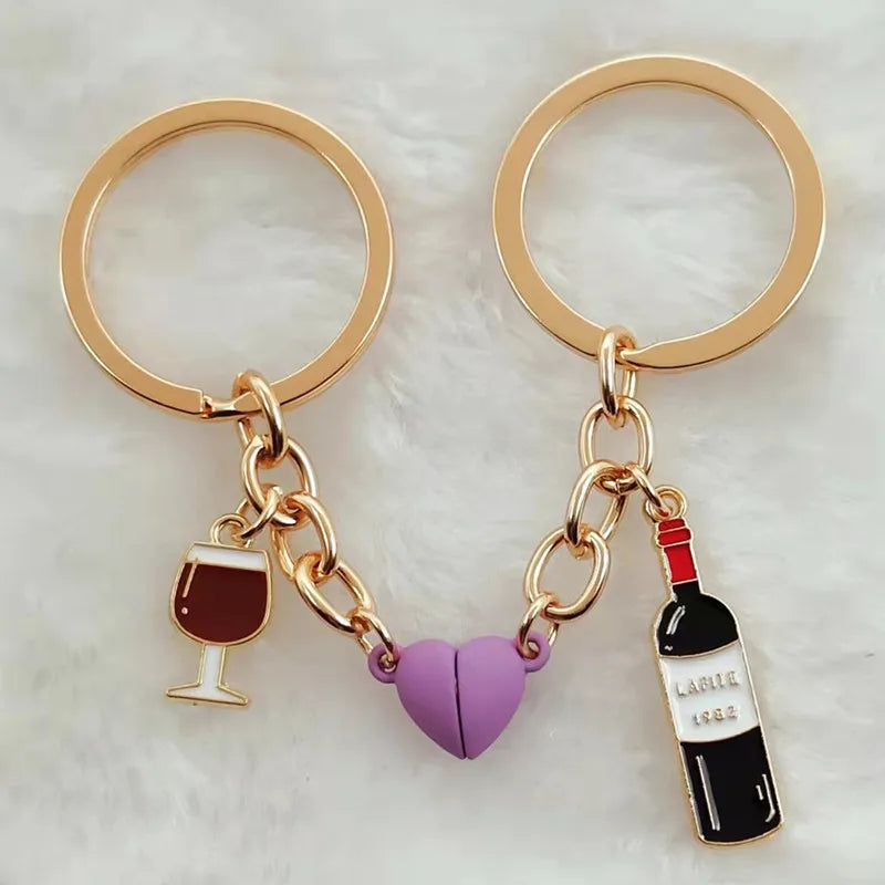 Wine Magnetic Couple Keychain