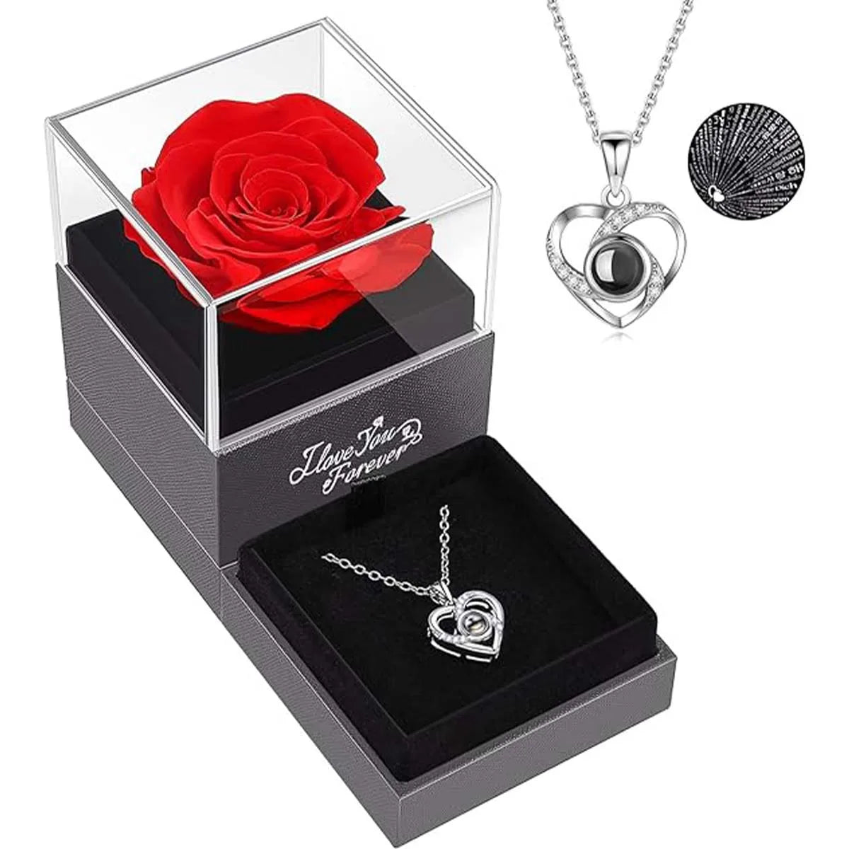 Love Necklace with Flower Gift Box