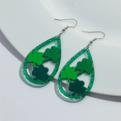 Glitter Green Shamrock Earrings