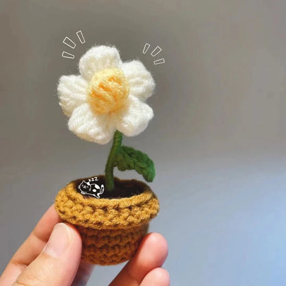 Hand-Knitted Crochet Potted Flowers