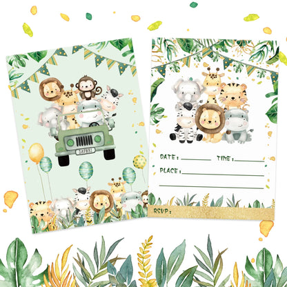 Jungle Invitations Cards 12pcs