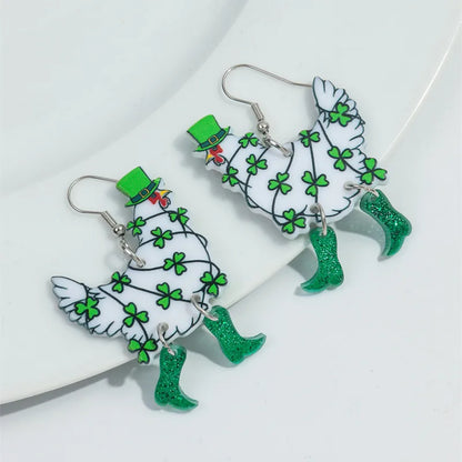 Glitter Green Shamrock Earrings