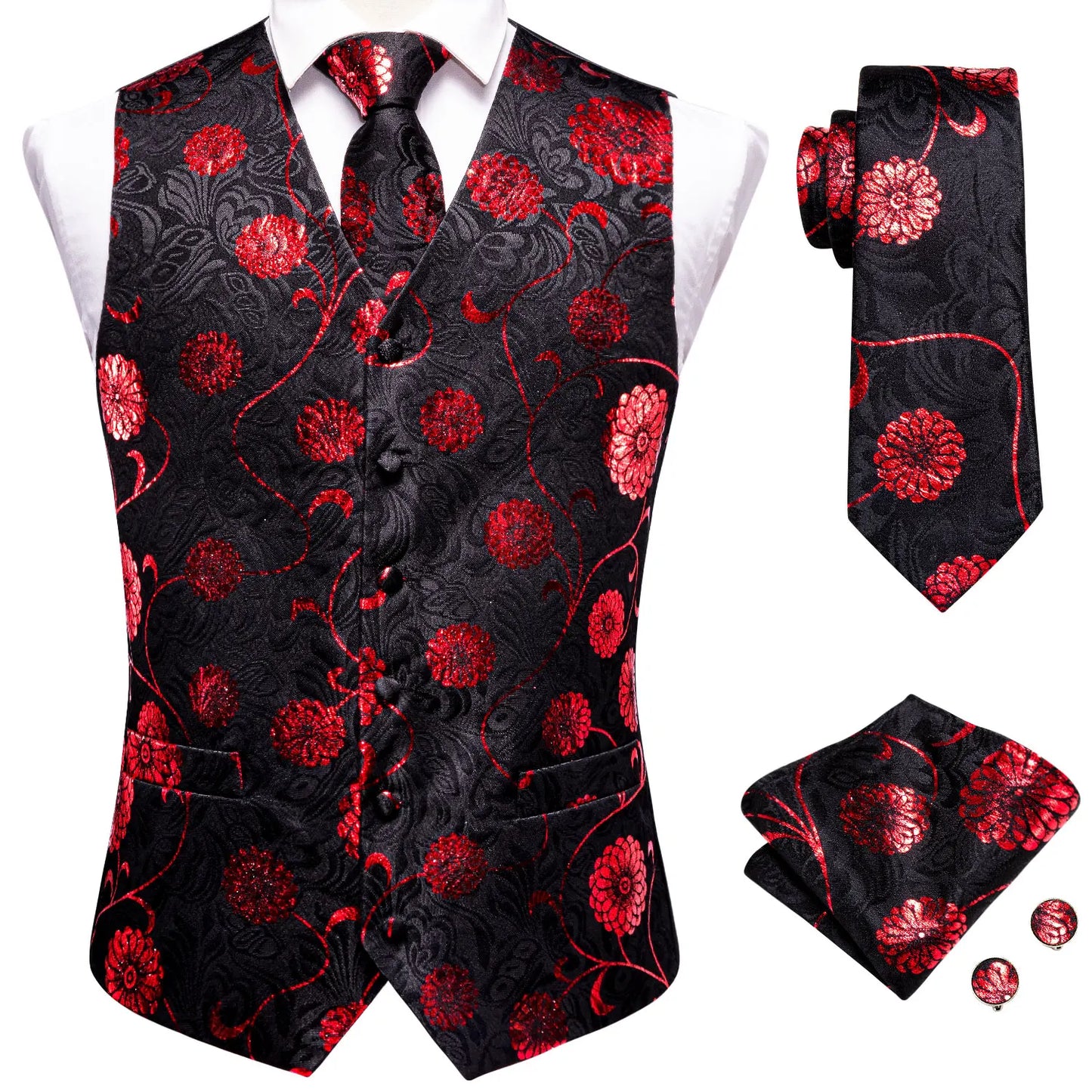 Men Colorful Vest + Tie