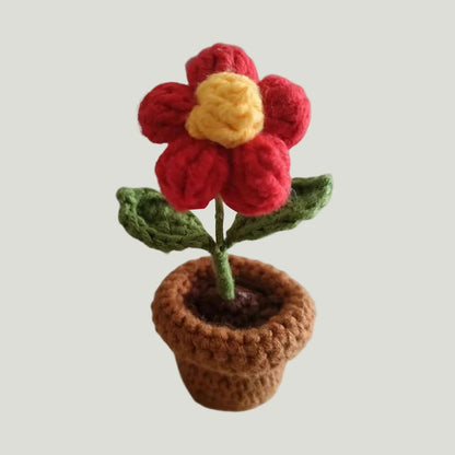 Hand-Knitted Crochet Potted Flowers