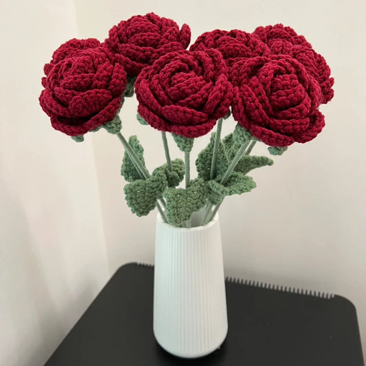 Hand-Knitted Rose Flower