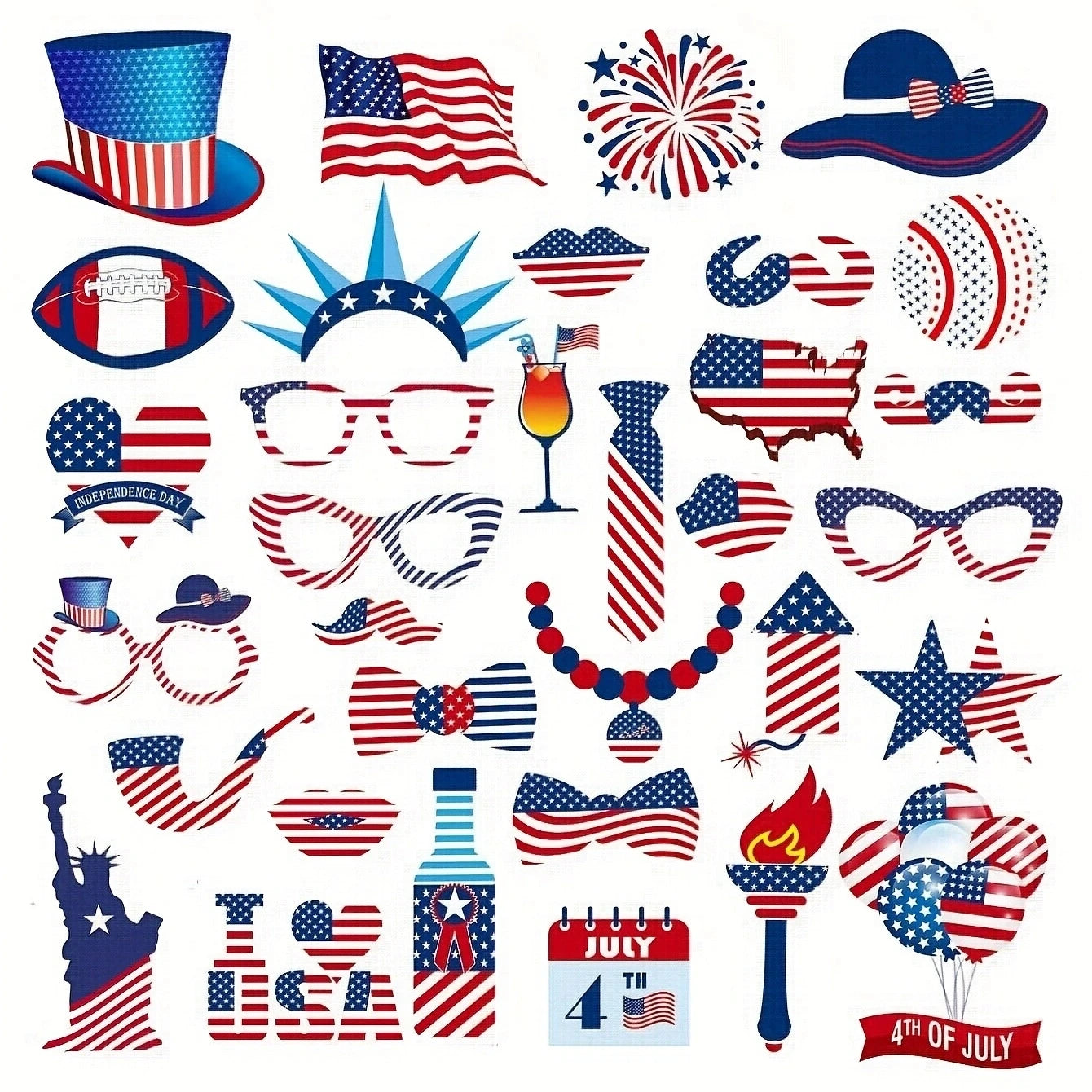 American Style Photo Booth Props 33Pcs