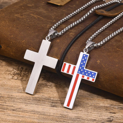 Cross America Flag Necklace