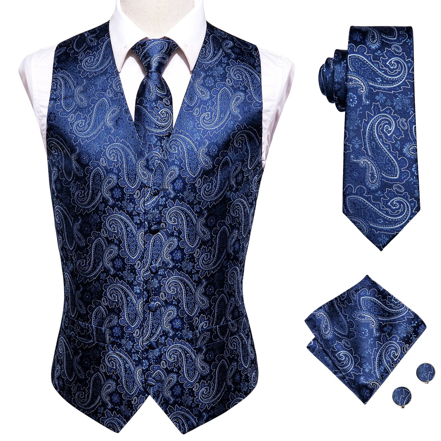 Men Colorful Vest + Tie