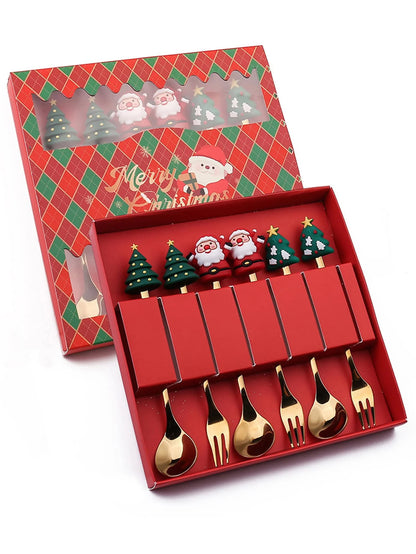 Christmas Coffee Spoons Forks Set (4/6Pcs)