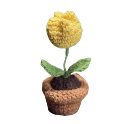 Hand-Knitted Crochet Potted Flowers