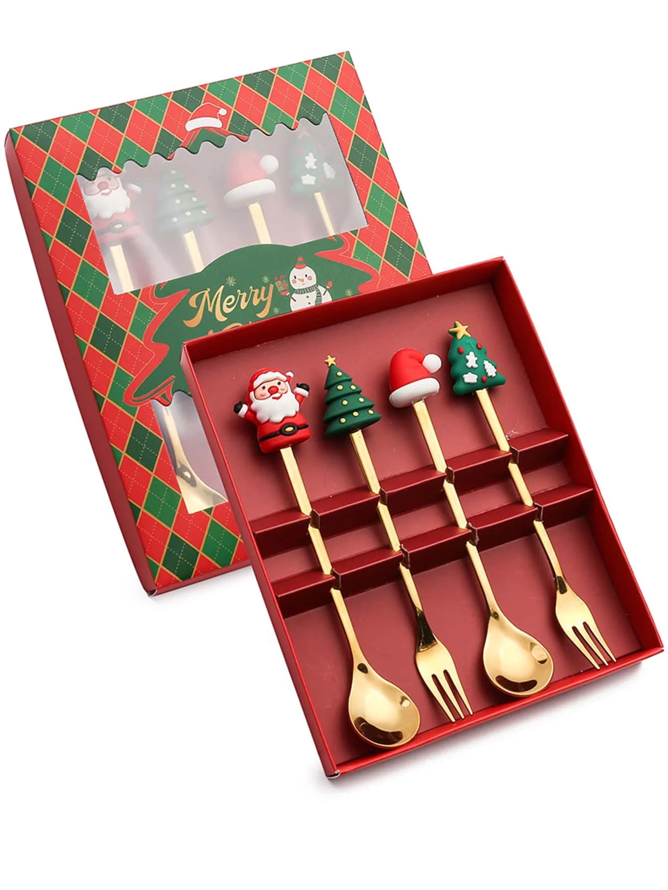 Christmas Coffee Spoons Forks Set (4/6Pcs)