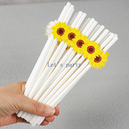 Flower Paper Straws 30Pcs