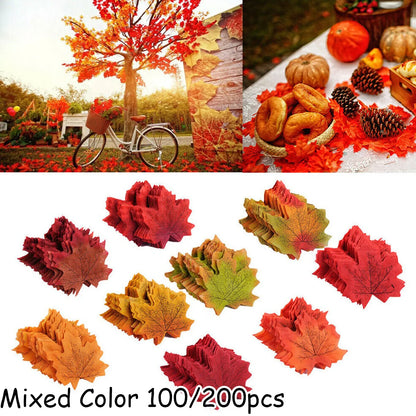 100/200Pcs Autumn Leaves