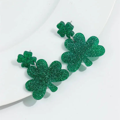 Glitter Green Shamrock Earrings