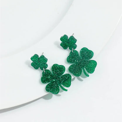 Glitter Green Shamrock Earrings