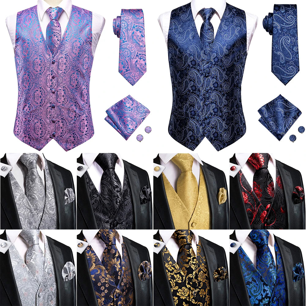 Men Colorful Vest + Tie