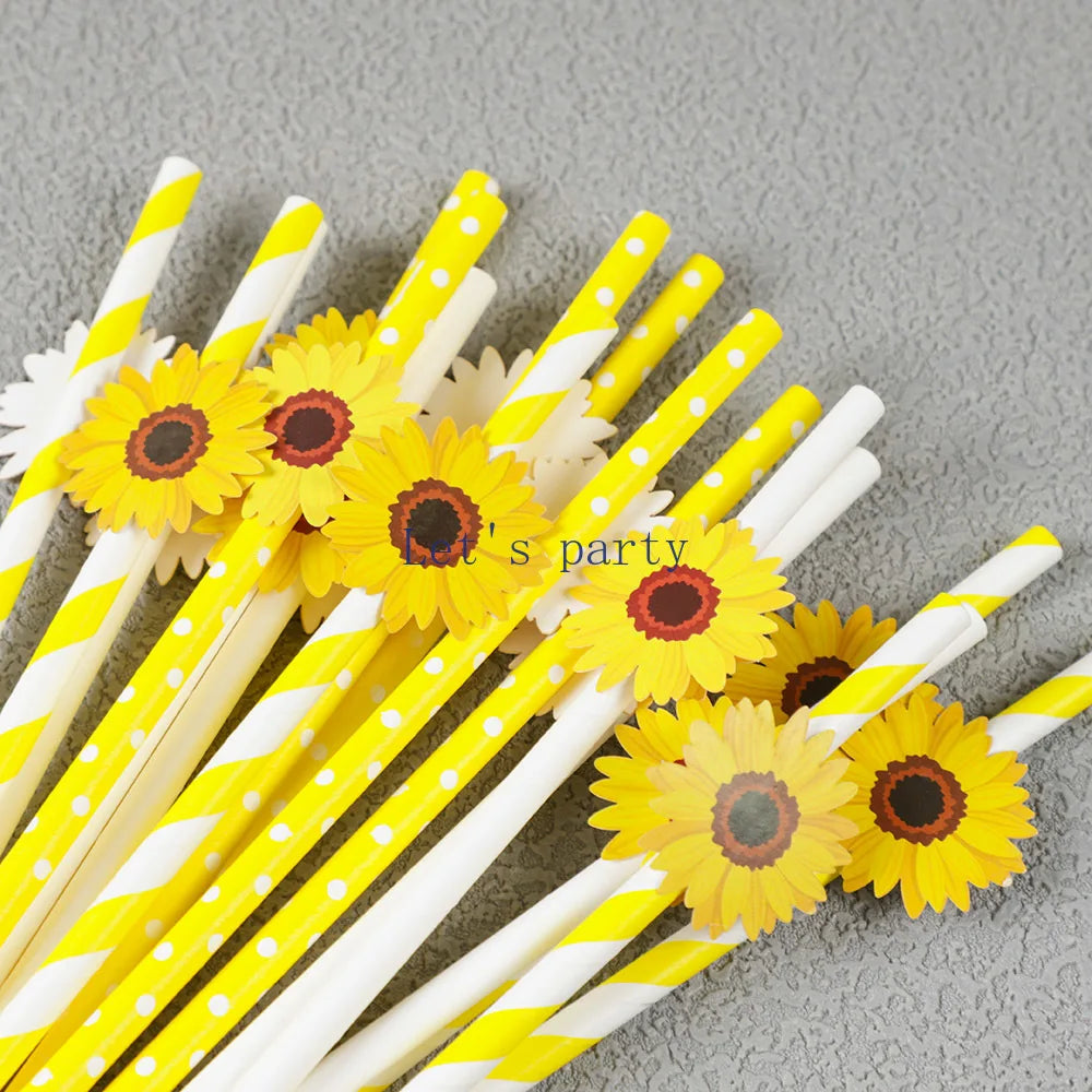 Flower Paper Straws 30Pcs