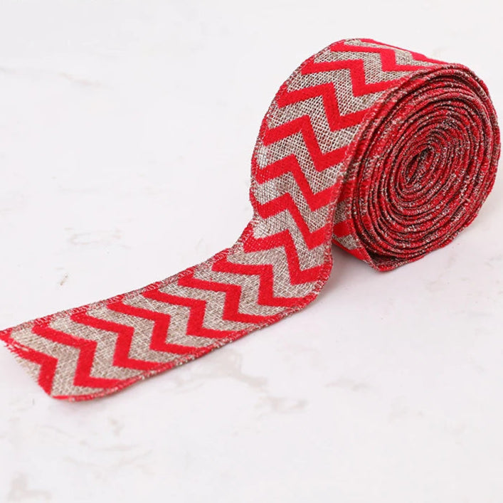 Christmas Linen Ribbon 2m