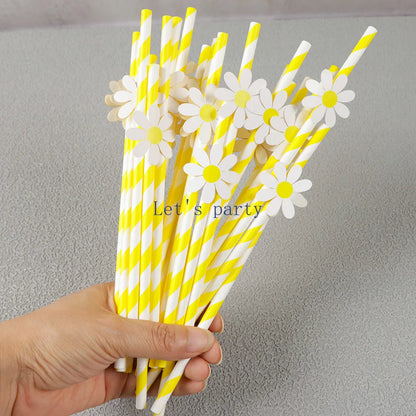 Flower Paper Straws 30Pcs