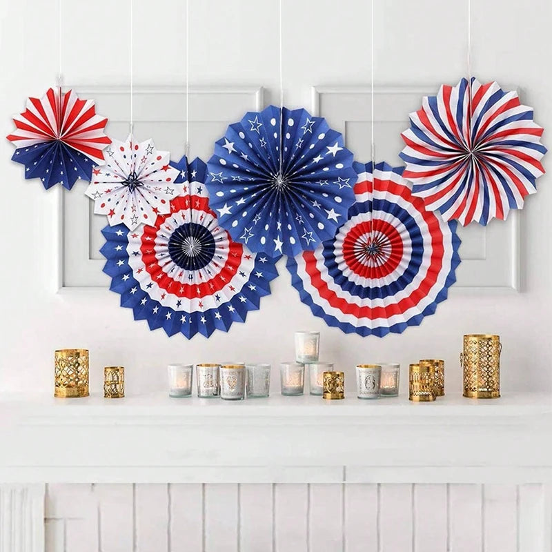 American Style Paper Fans 6Pcs