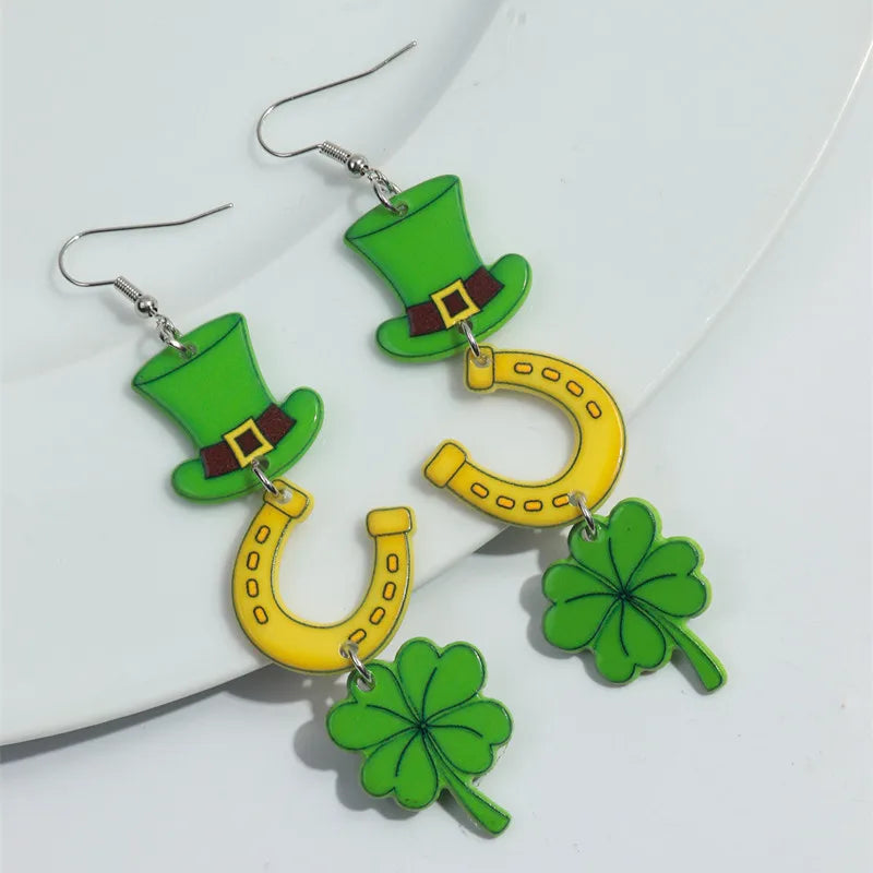 Glitter Green Shamrock Earrings