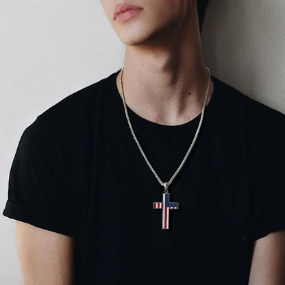 Cross America Flag Necklace