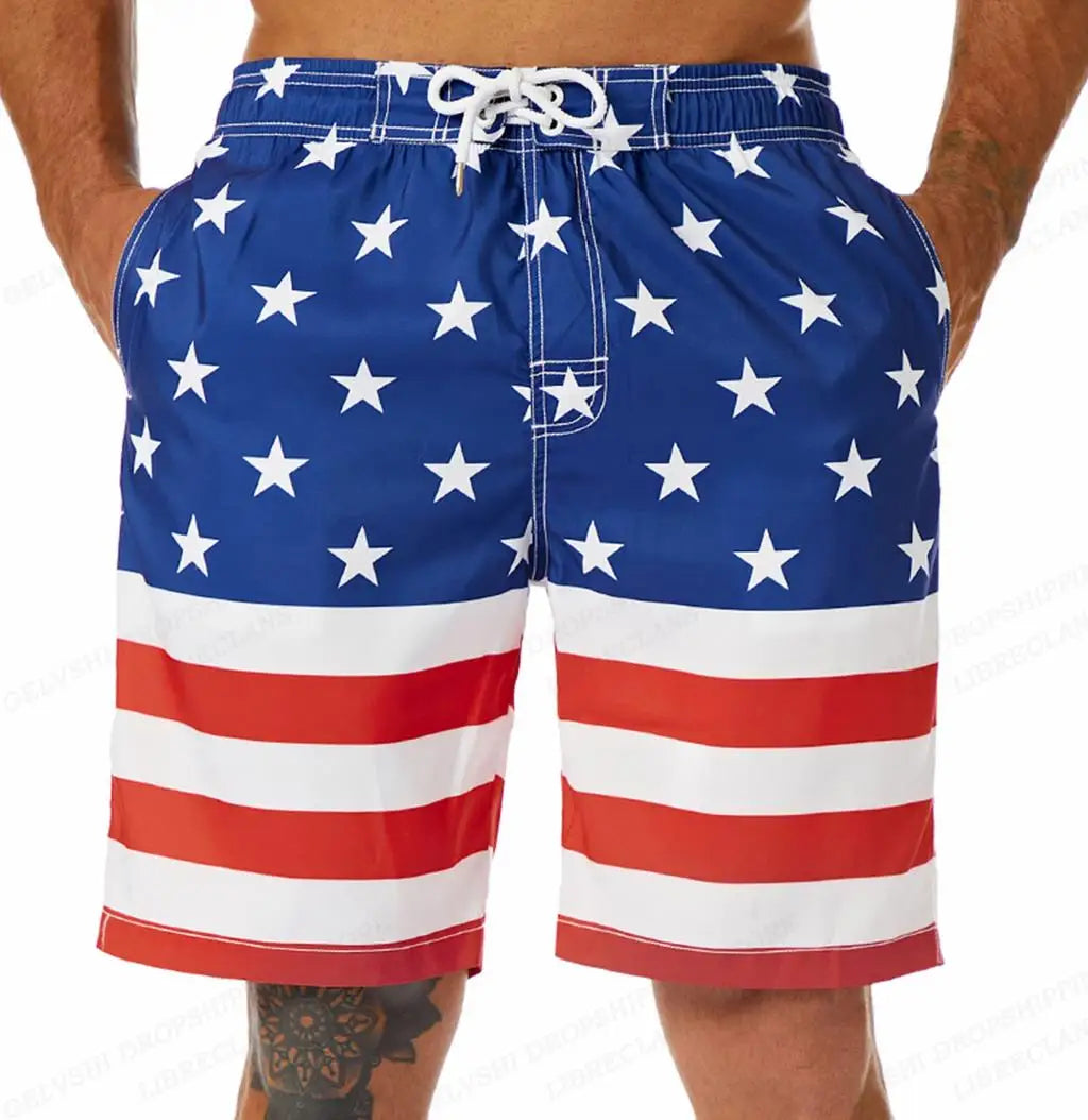 American flag-themed swimming shorts