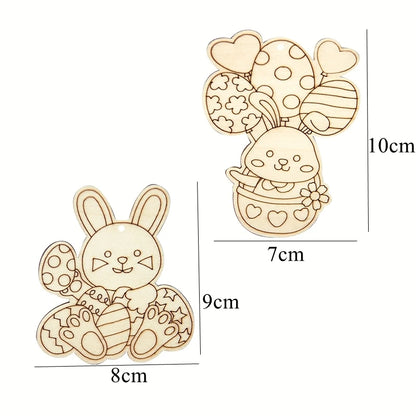 Wooden Easter Hanging Ornaments 10pcs