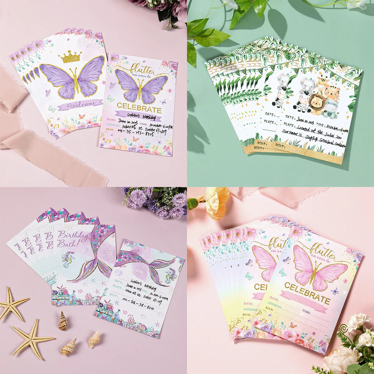 Birthday Invitation Cards 12Pcs