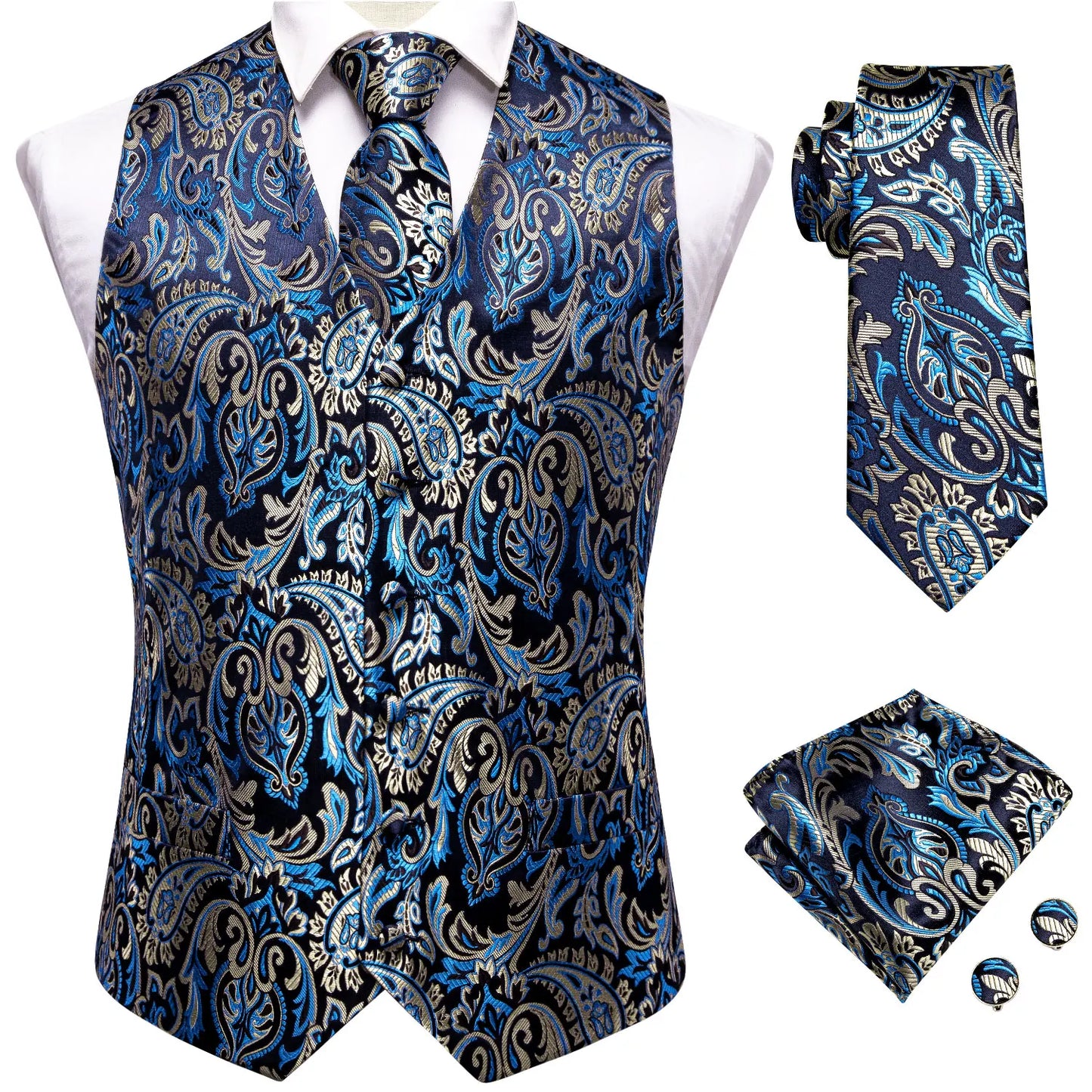 Men Colorful Vest + Tie