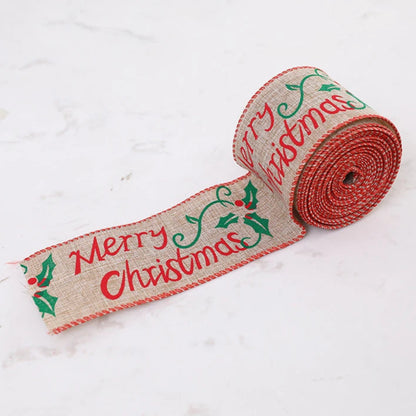 Christmas Linen Ribbon 2m