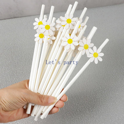 Flower Paper Straws 30Pcs