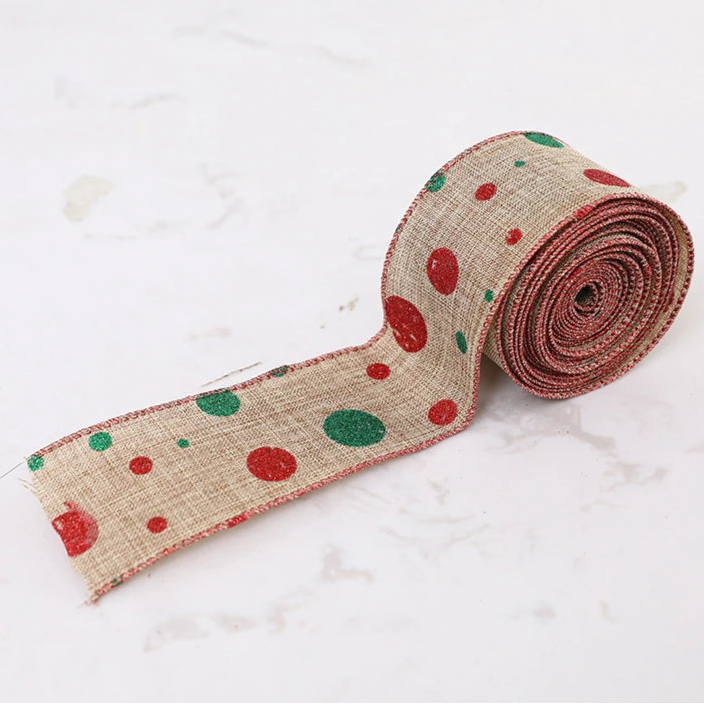 Christmas Linen Ribbon 2m