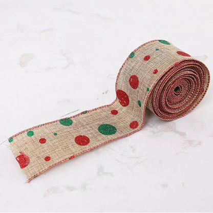 Christmas Linen Ribbon 2m