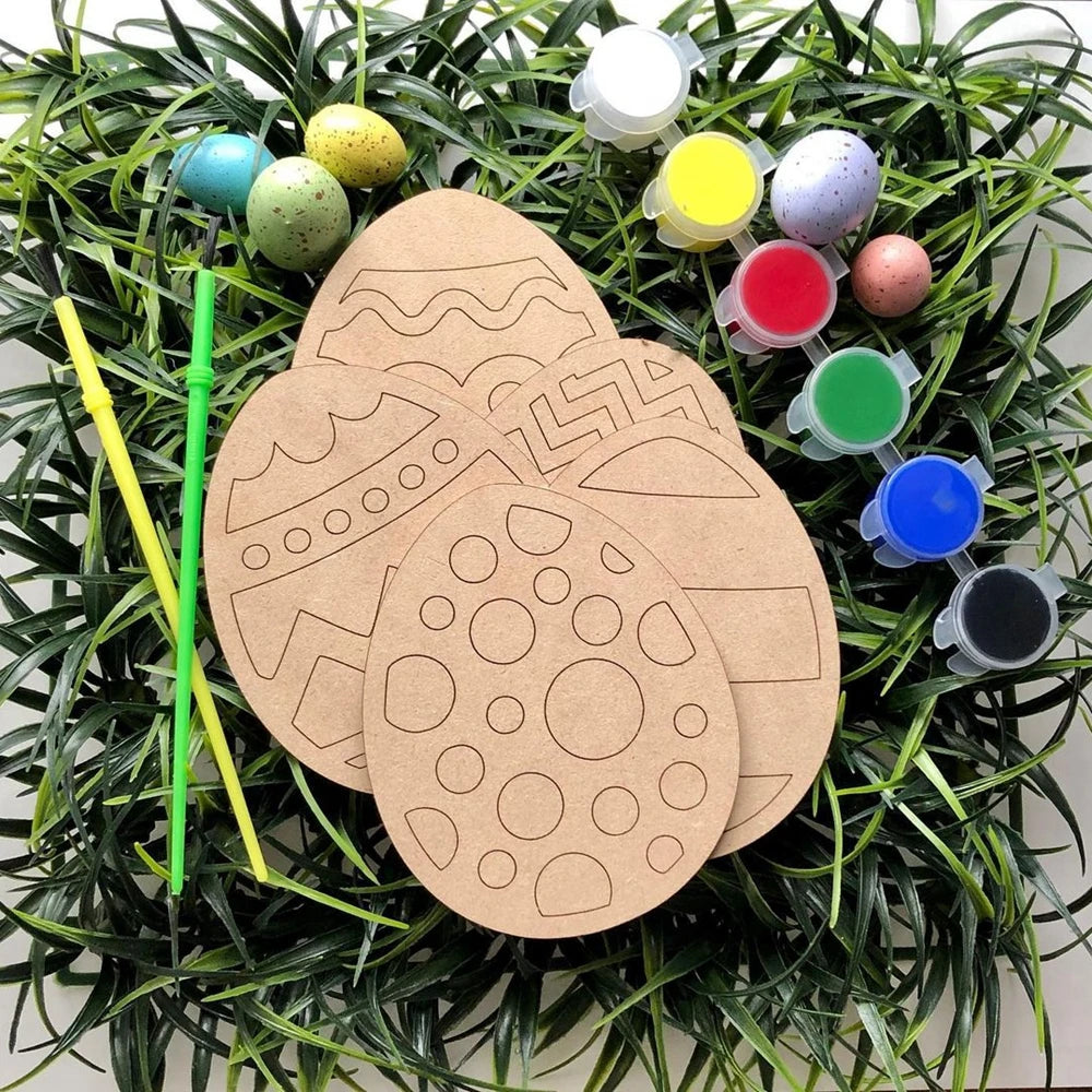 Wooden Easter Hanging Ornaments 10pcs