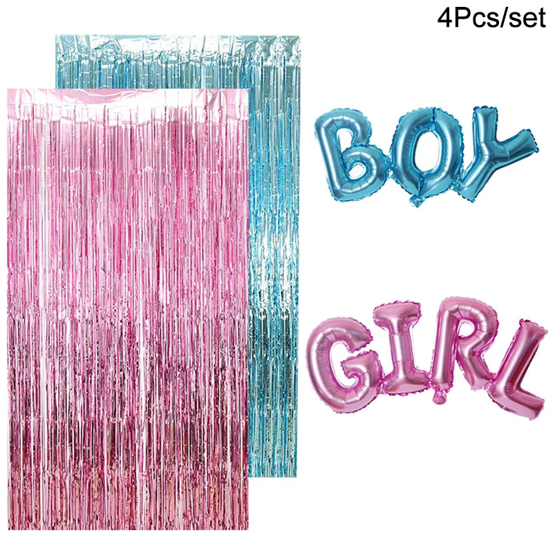 Gender Reveal Tinsel Curtain