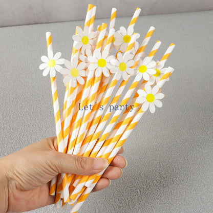 Flower Paper Straws 30Pcs