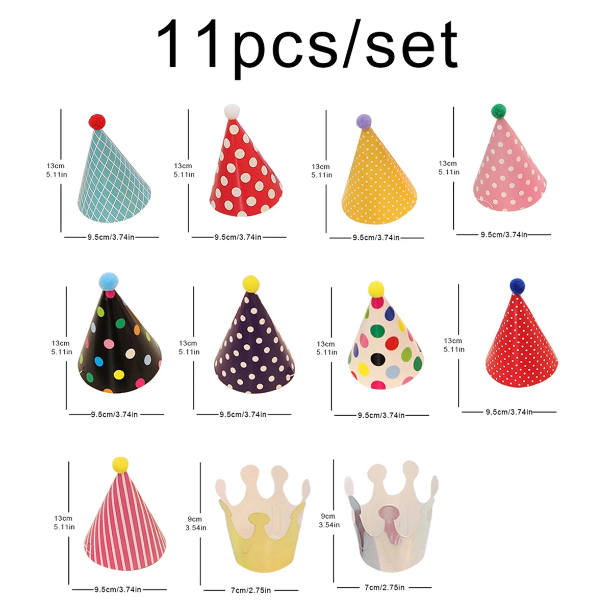 Birthday Hat Colorful 11Pcs