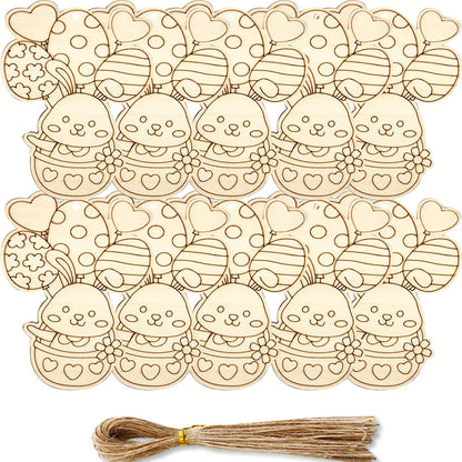 Wooden Easter Hanging Ornaments 10pcs