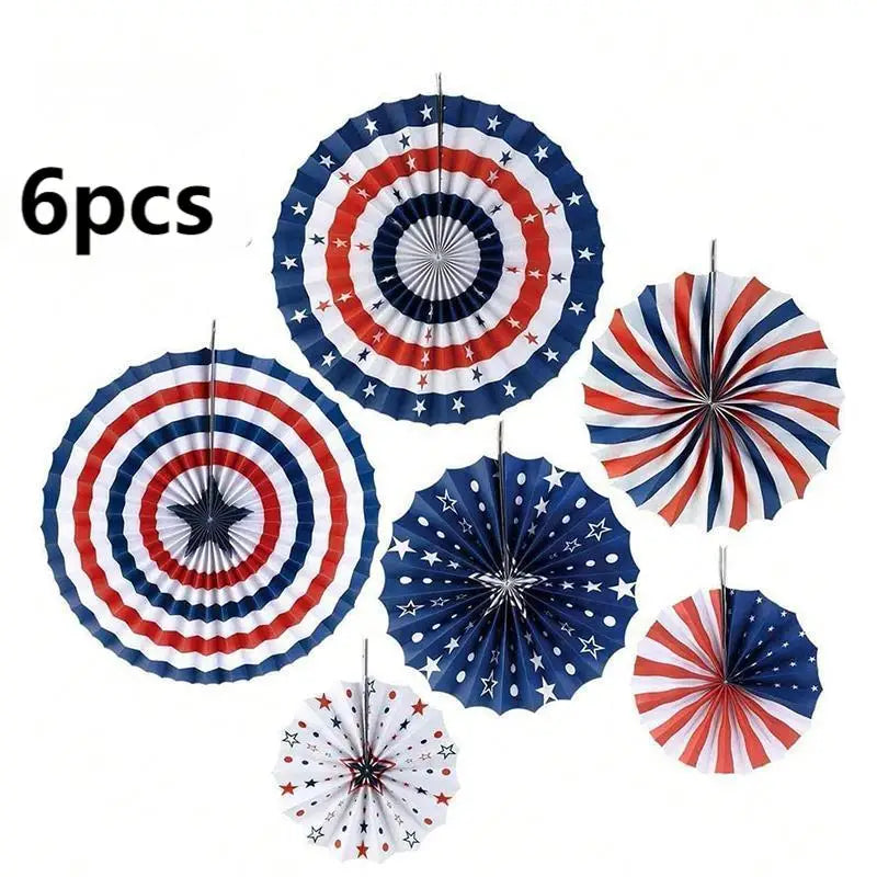 American Style Paper Fans 6Pcs