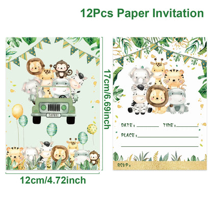 Jungle Invitations Cards 12pcs