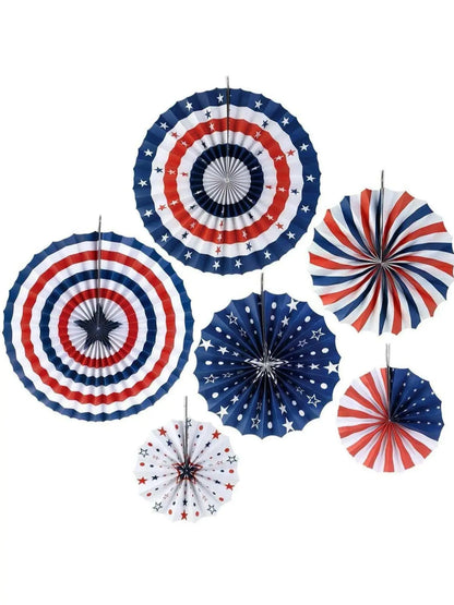 American Style Paper Fans 6Pcs