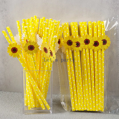 Flower Paper Straws 30Pcs