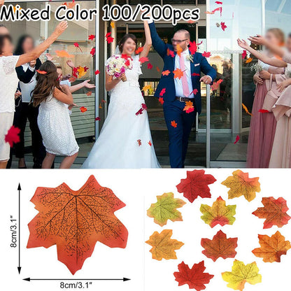 100/200Pcs Autumn Leaves